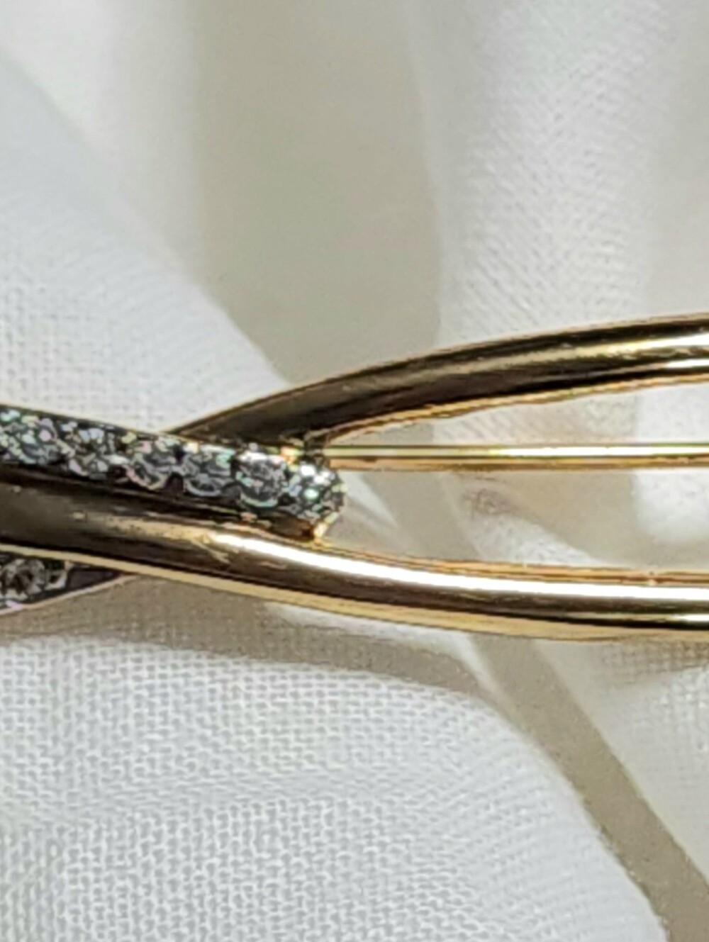 Vintage Nina Ricci Gold Tone & Rhinestone Loop Brooch Pin 2.5 Inch. Very Classy